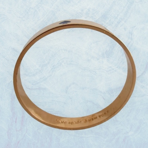 Kate Spade Gold Tone Royal Blue Enamel Spade Logo Bangle Vintage 0037 - Picture 3 of 6